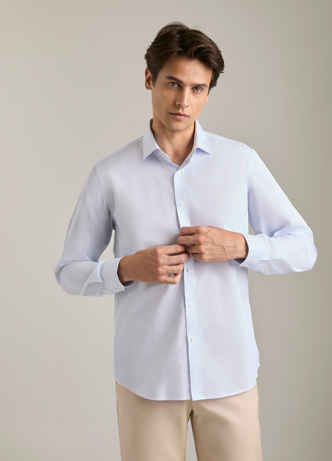 Camisa Listrada Azul Masculina